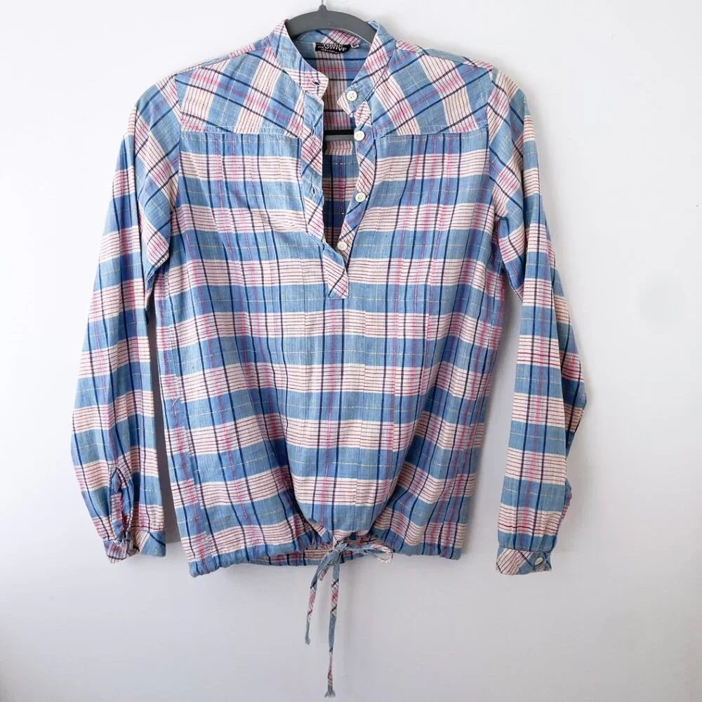 Think Positive Vintage Cotton Gauze Striped Pullover XS/S - Picture 13 of 16